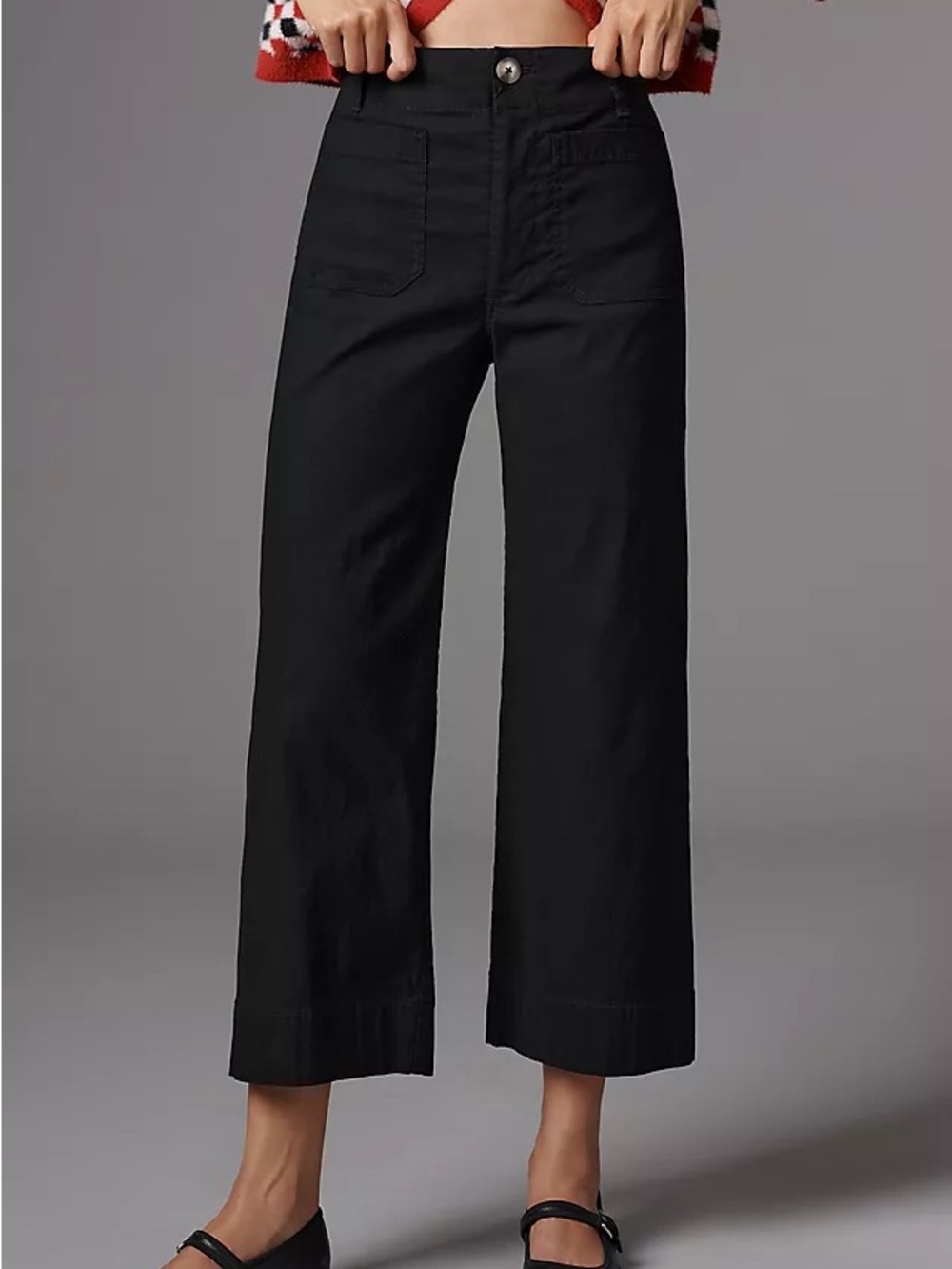 Maeve Colette Black Twill Wide Leg Pants Sz 30